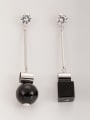 thumb Black color Platinum Plated Copper Round Acrylic Drop drop Earring 0