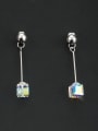 thumb Model No NY41734B Personalized Platinum Plated Silver Square austrian Crystals Drop drop Earring 0