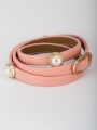 thumb Pink color Gold Plated PU Round Pearl Bangle 0