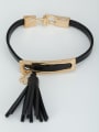 thumb Blacksmith Made Gold Plated  Bracelet  Black Leather tassels 0