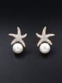 thumb Blacksmith Made Gold Plated Pearl Star Studs stud Earring 0