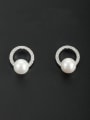 thumb Round Platinum Plated Pearl White Studs stud Earring 0