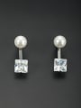 thumb Model No A000154E-001 Stainless steel Round White Zircon Beautiful Drop drop Earring 0