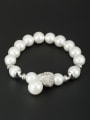 thumb Platinum Plated Round White Pearl Beautiful Bracelet 0