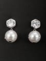 thumb Platinum Plated Copper Round Pearl Drop drop Earring 0