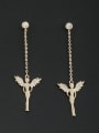 thumb The new Gold Plated Zircon Angel Wings Drop drop Earring with White 0