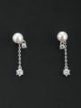thumb Mother's Initial White Drop drop Earring with chain Pearl 0