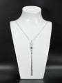 thumb A Platinum Plated Stylish Zircon Necklace Of chain 0