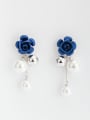 thumb Multicolor Flower Drop drop Earring with Platinum Plated Copper 0