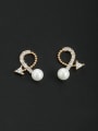 thumb Gold Plated Personalized Pearl White Studs stud Earring 0