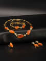 thumb Gold Plated Zinc Alloy Geometric Orange Tigers Eye Beautiful 4 Pieces Set 0