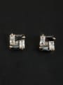 thumb Custom Black Square Studs stud Earring with Platinum Plated 0