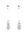 thumb Glass Pendant style with Platinum Plated Zinc Alloy austrian Crystals Drop threader Earring 0