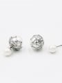 thumb Model No NY41485-002 Personalized Platinum Plated White Round Pearl Studs stud Earring 0