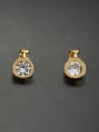 thumb Stainless steel Round Rhinestone Gold Studs stud Earring 0