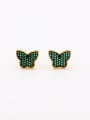 thumb Green color Gold Plated Copper Butterfly Zircon Studs stud Earring 0