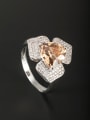 thumb Custom Orange Flower Ring with Platinum Plated Copper  6#-9# 0