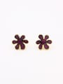 thumb Fuchsia Flower Studs stud Earring with Gold Plated Copper Zircon 0