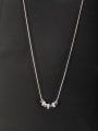 thumb Mother's Initial White Necklace with Round Zircon 0