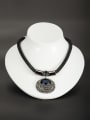 thumb Round style with Gun Color plated Sapphire Necklace 0