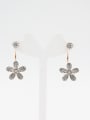 thumb Rose Plated Flower White Rhinestone Beautiful Drop drop Earring 0