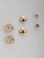 thumb Gold Plated White  Square Zircon Combined Studs stud Earring 0