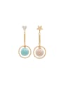 thumb Round Gold Plated Zinc Alloy Rhinestone Gold Drop drop Earring 0