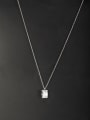 thumb Square Platinum Plated Zircon White Necklace 0