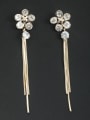thumb White color Gold Plated Flower Zircon Drop drop Earring 0