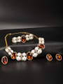 thumb New design Gold Plated Zinc Alloy Round Lucite 4 Pieces Set in Orange color 0