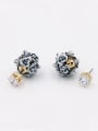 thumb Mother's Initial Grey Drop drop Earring with Flower Zircon 0