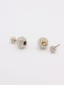 thumb Mother's Initial White Studs stud Earring with Round Rhinestone 0
