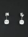 thumb White color Platinum Plated Square Zircon Drop drop Earring 0