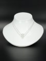 thumb Personalized Platinum Plated White Round Pearl Necklace 0