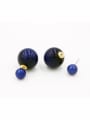 thumb Round Gold Plated Beads Navy Studs stud Earring 0