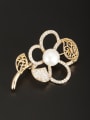 thumb Flower Gold Plated Pearl White Lapel Pins & Brooche 0