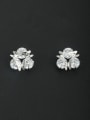 thumb White color Platinum Plated Butterfly Zircon Studs stud Earring 0