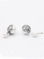 thumb Model No NY41489-002 White color Platinum Plated Round Pearl Studs stud Earring 0