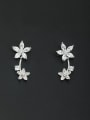 thumb Model No DYZ6033-002 White color Platinum Plated Flower Zircon Drop drop Earring 0