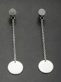 thumb White Round Drop threader Earring with Stainless steel 0