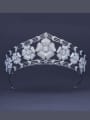 thumb New design Platinum Plated Flower Zircon Wedding Crown in White color 0