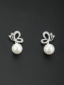 thumb White Round Studs stud Earring with Platinum Plated Pearl 0