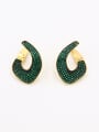 thumb Green color Gold Plated Copper Zircon Studs stud Earring 0