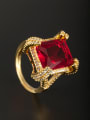 thumb Red Square Ring with Gold Plated Copper Zircon   6#-9# 0