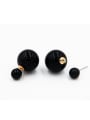 thumb Custom Black Round Studs stud Earring with Gold Plated 0