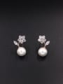 thumb White Flower Drop drop Earring with Gold Plated Zircon 0