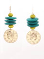 thumb Multi-Color Personalized Drop drop Earring with Gold Plated Zinc Alloy Turquoise 0