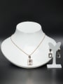 thumb A Stainless steel Stylish Rhinestone 2 Pieces Set Of Square 1