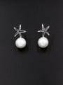 thumb Mother's Initial White Drop drop Earring with Pearl 0