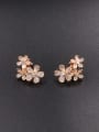 thumb New design Rose Plated Flower Zircon Studs stud Earring in White color 0